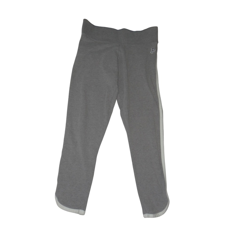 Victorias Secret PINK Yoga Leggings Gray White Stripe Logo Medium 4306